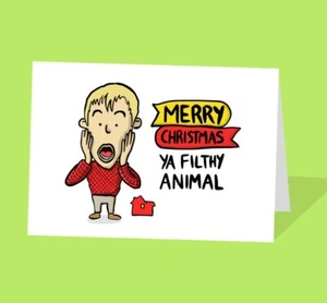 Home Alone Weihnachtskarte - Home Alone Karte - Merry Christmas Ya Filthy Animal - Bild 1 von 1