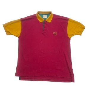 Vintage Dockers Poloshirt Herren XL weinrot gelb Sport bestickt 90er Made USA - Bild 1 von 12