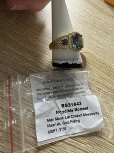 Bomb Party Size 10 RG31643 Incredible Moment Lab-C Alexandrite Gold Plating - Picture 1 of 4