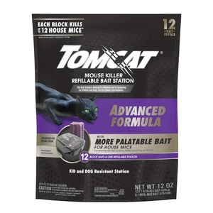 Tomcat Mouse Killer Refillable Bait Station Advanced Formula 1 Station 12 Refill - Picture 1 of 12