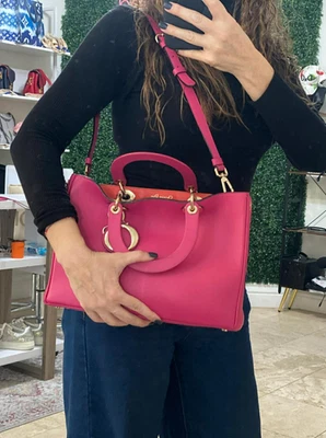 Christian Dior Diorissimo tote bag Leather Hand bag rose pink shoulder bag Italy - Image 1 of 4