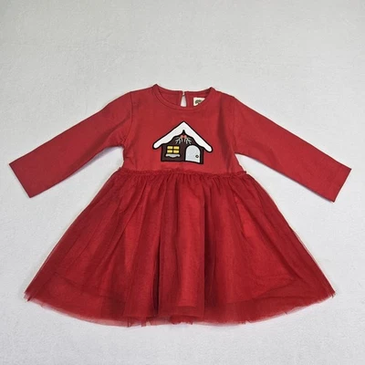 Monica + Andy Baby 18-24M Christmas Dress Organic Long Sleeve Tulle Red Holiday - Image 1 of 4