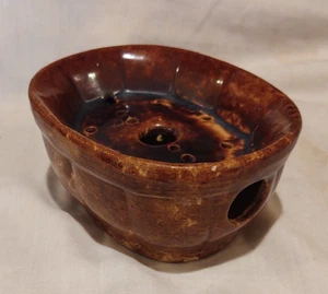 Antik Vintage Bennington Rockingham Glasur Keramik Seife großes Abflussloch - Bild 1 von 5