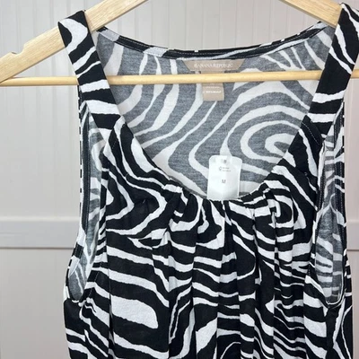 Top Banana Republic Nuevo con Etiquetas Elegante Ropa de Trabajo Cebra Sin Mangas Cuello Redondo Plisado Ondulado Foto 1 de 4