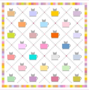 Feline Drive Fabric TEA CATS Quilt Teacups Wendy Sheppard PATTERN ONLY - Picture 1 of 8