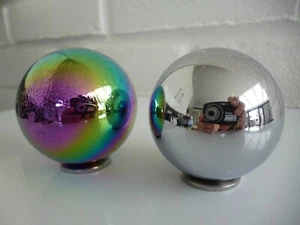 Ying Yang Balls Stress Chime Baoding Chinese Oriental Rainbow & Silver LOT15 - Picture 1 of 3