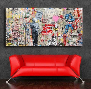 Graffiti art Einstein Mural  42 x 24 Canvas Print Giclee Mr. Brainwash/Banksy  - Picture 1 of 3