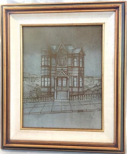 VintageFramed Architectural Etching Plate, Signed Evans 17" Wide x 20" Tall - Picture 1 of 6