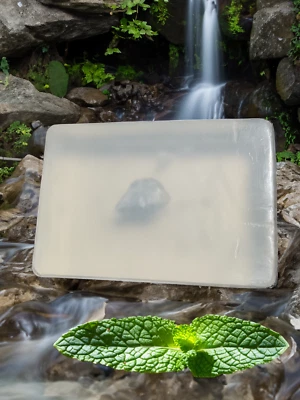 Throat Chakra Soap Bar With Celestite Crystal Mint And Tea Tree Scented - Image 1 of 4