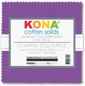 5" Charm Pack Squares Kona Cotton Solids Sunset Colorstory Precuts M517.80 - Picture 1 of 2