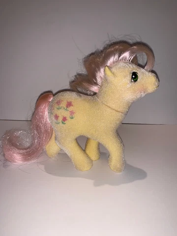 Vintage G1 My Little Pony POSEY Tulips FLOCKED MLP So Soft Pink Yellow Cover