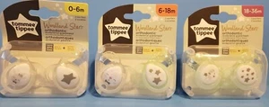 Tommee Tippee Baby Pacifiers Glow In Dark Boy/Girl WOODLAND STARS NEW" LOT OF 2" - Picture 1 of 4