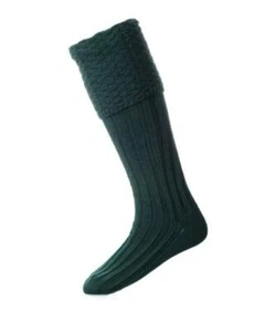 House of Cheviot Tartan Bottle Green Bubble Top Piper Knit Merino Wool Kilt Hose - Picture 1 of 1