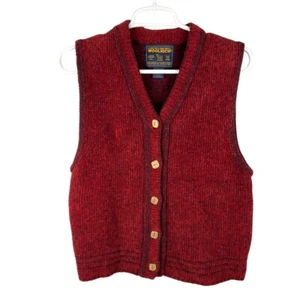 Woolrich sweater vest wood buttons small wool blend red layering heathered - Picture 1 of 6