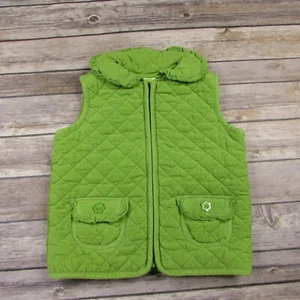 Crazy 8 Quilted Vest 2 - 3 Years Green Ruffle Trim Collar Full Zip - Picture 1 of 6