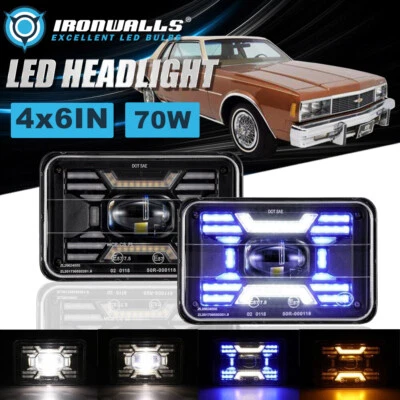 Par de faros LED Hi-Lo DRL para Chevrolet Caprice 1977-1986 4X6" intermitente Foto 1 de 4