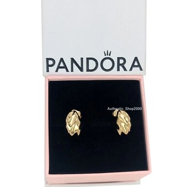 NUEVO 100% Auténtico PANDORA Oro 14K Pl Ondulado Ondulado Aro Abierto Pendientes 263873C00 Foto 1 de 4