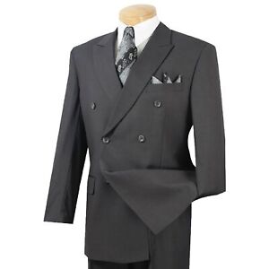 BIG & TALL Men's Heather Gray Double Breasted 6 Button Classic Fit Suit NWT