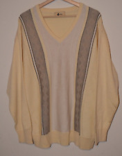 Vintage Mens Yellow & Brown Gabicci Wool Blend V Neck Pullover Jumper UK XL