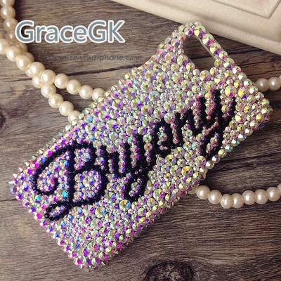 定制名称 个性化闪亮手机壳 手工制作 TOP AB Iridescent 水晶 — 第 1/4 张图片