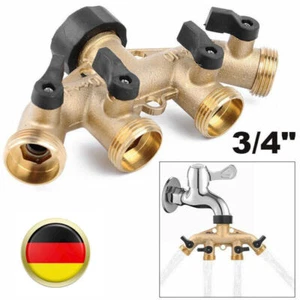 4-Wege Gardena Wasserverteiler Wasserhahn Verteiler 3/4" Messing schlauch Ventil - Bild 1 von 10