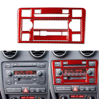 Cubierta de panel de CD de radio de consola central de fibra de carbono 4 piezas para Audi A3 S3 8P 2006-07 Foto 1 de 4