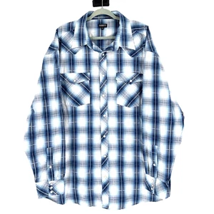 Gioberti Italy Pearl Snap Shirt Men's 4XL Blue Plaid Western Rodeo Cowboy Ranch - Picture 1 of 8