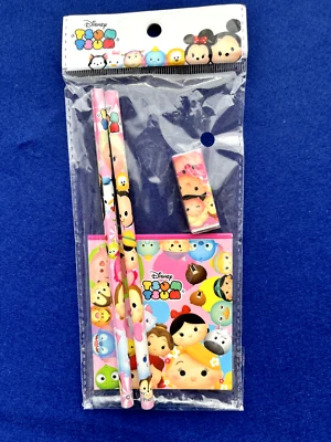 Disney Pixar Tsum Tsum 4 peças conjunto de papelaria bloco de notas borracha 2 lápis - Imagem 1 de 4