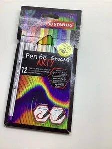 Premium Fibre-Tip Pen with Brush Tip - STABILO Pen 68 brush - ARTY - Pack of 12 - Picture 1 of 5