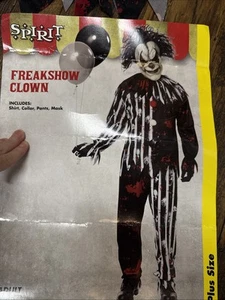 Spirit Halloween Freakshow Clown Adult Plus Size 46-48 Scary clown - Picture 1 of 7