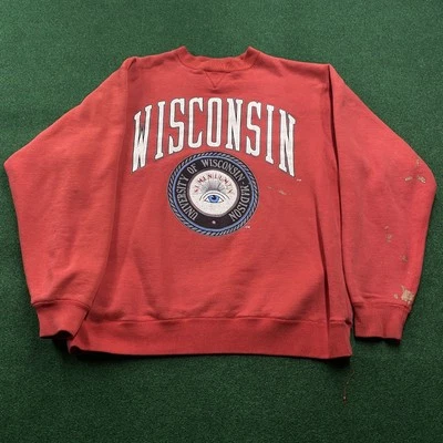 Sudadera De Colección Wisconsin Badgers Para Hombres XL Roja Años 90 Pintor Universidad Universitaria Foto 1 de 4