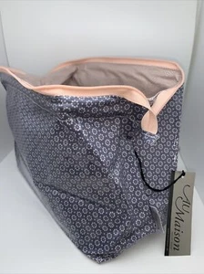 AU MAISON Kulturtasche Kosmetiktasche Bügel belle fleur Blüten  bleu blau rose - Picture 1 of 4