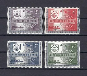 Congo 1963 Sc# 468-71 set overprints UPU 15 years Congress Plane Boat globe MNH - Picture 1 of 1
