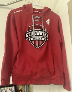 CCM Air-Knit Hockey Sweatshirt #4 Stillwater MN Youth Kids Medium Pullover Hoody - Picture 1 of 4