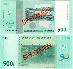Congo Democratic Republic 500 Francs P#100s (2010) SPECIMEN Mint UNC - Picture 1 of 1