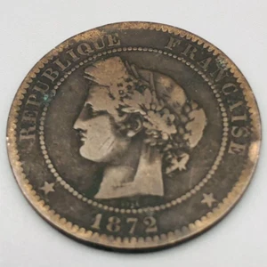 1872 France 10 Dix Centimes Coin (C64) - Picture 1 of 3