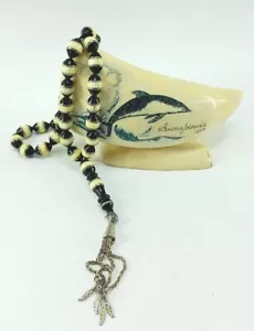 DE COLECCIÓN Coral Negro Antiguo 33 Cuentas de Oración Alemán - Imagen 1 de 18