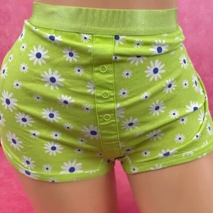 Vintage 90's y2k No Boundaries Panties Lime Floral Sissy Knickers Women's XS - Picture 1 of 2