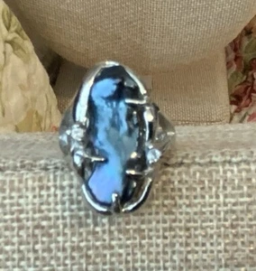 Black Mother of Pearl Sterling Fresh Water Baroque Silver CZ Ring - 6 - Picture 1 of 5
