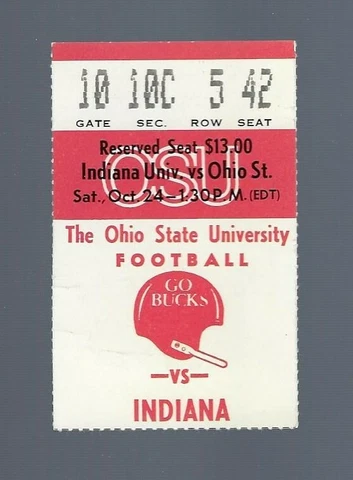 VINTAGE 1980 INDIANA HOOSIERS @ OHIO STATE BUCKEYES FOOTBALL TICKET STUB Cover