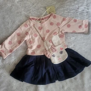 Monsoon Polka Baby Girl Dress 3-6mth/with pocket bag /new with tag  - Picture 1 of 7