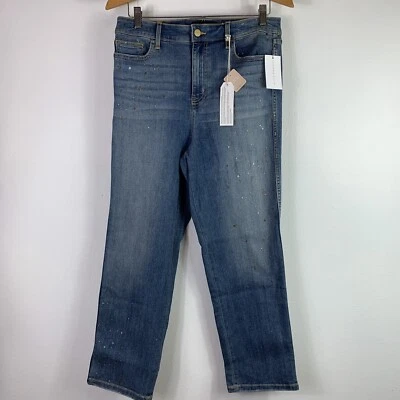 Pantalones de mezclilla Sanctuary de tiro alto rectos con detalles brillantes suaves y elásticos talla 30 Foto 1 de 4