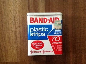 Vintage Johnson & Johnson Metall Pflaster Dose Kunststoffstreifen Vorteilspackung - Bild 1 von 4