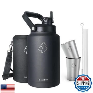 Gallon Water Bottle with Straw Lid, BUZIO 128oz Insulated Water Jug Stainless - Picture 1 of 5