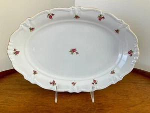 Vtg Winterling Germany Oval Serving Platter 13” ~ PINK ROSES Gold Trim - Picture 1 of 9