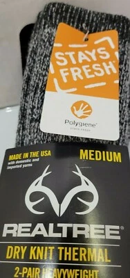 Realtree Dry Knit Thermal Heavyweight Socks 2-Pair Grey Size Medium - Image 1 of 4