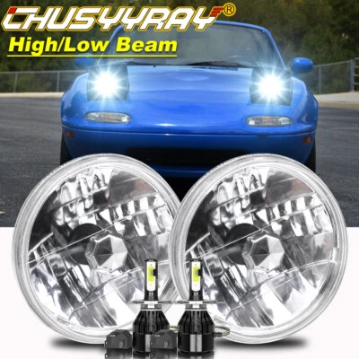 2x Para Mazda Miata MX-5 MX5 1990-1997 DOT 7" pulgadas Redondo LED Faros Bombillas Foto 1 de 4