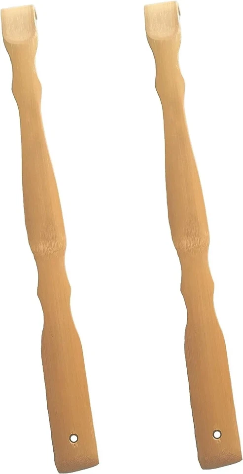 2Pcs Wooden Bamboo Back Scratcher Long Handle for Adults Men Women Back Massager