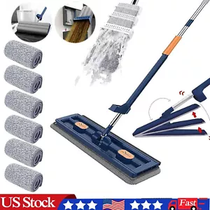 Upgrade Style Large Flat Mop 360°Rotating Magic Self Wringing Mop W/ 6PCS Rags - Picture 1 of 18
