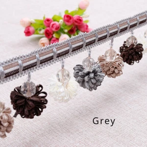 12M Length Pom Ball Tassel Edging Trims for Curtain Upholstery Vintage Decor - Picture 1 of 24